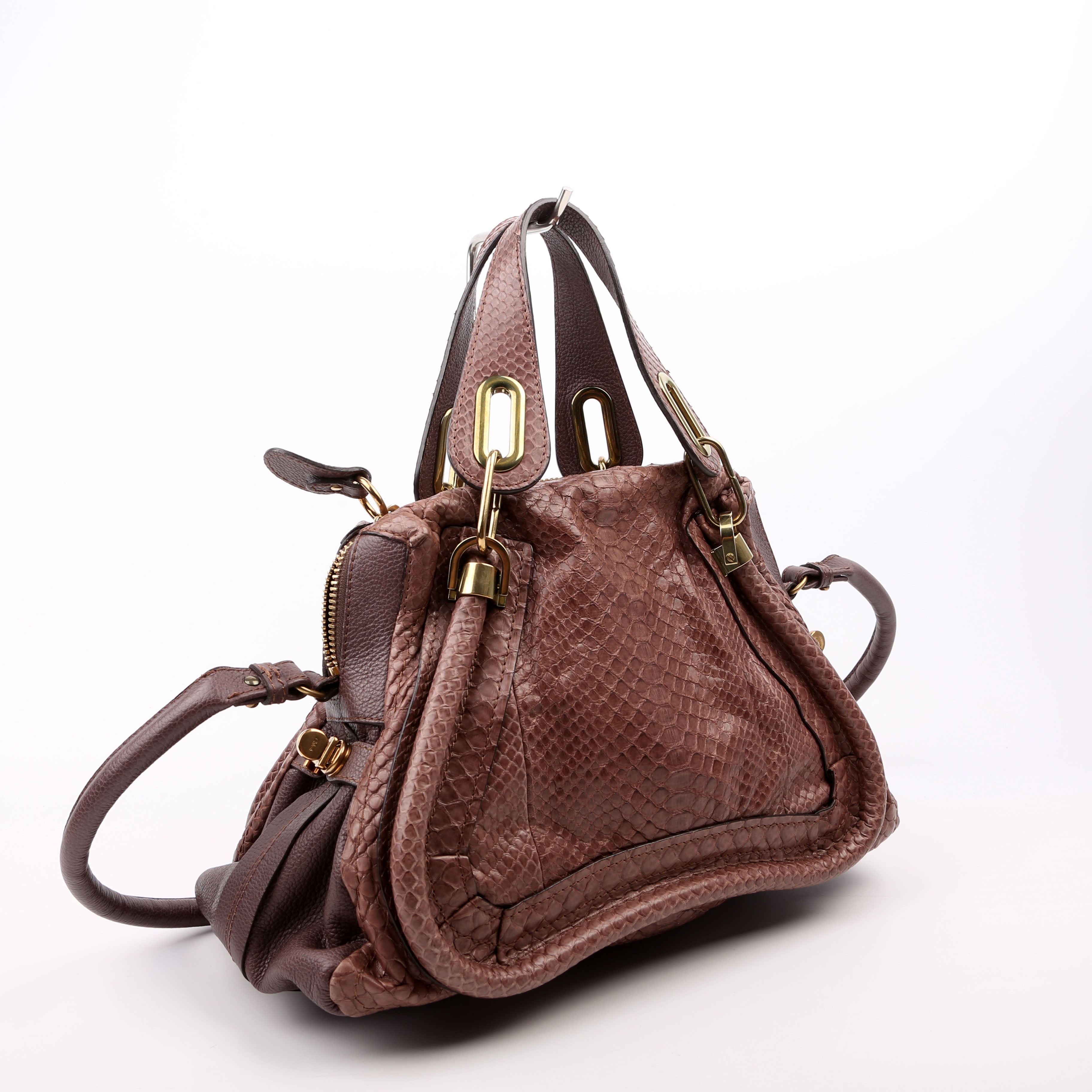 Paraty Satchel Python Small Taupe