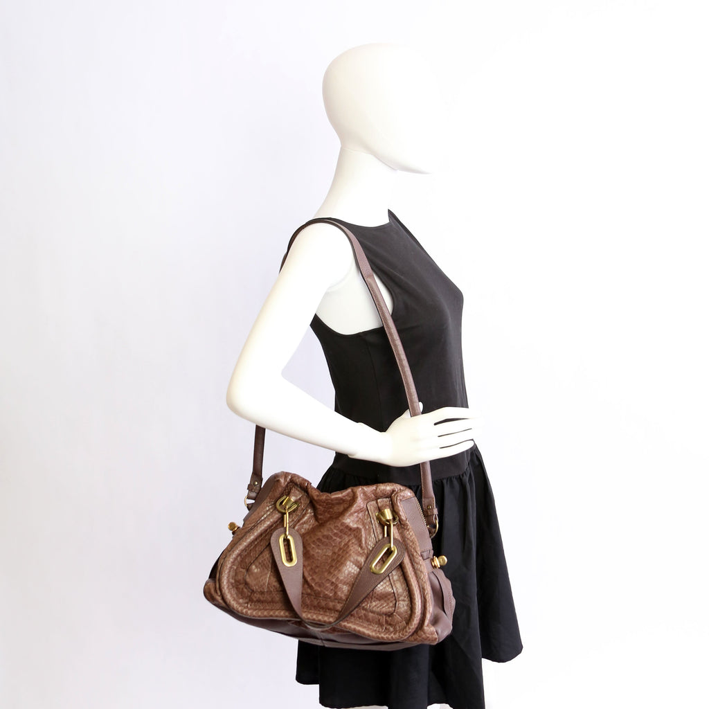 Paraty Satchel Python Small Taupe