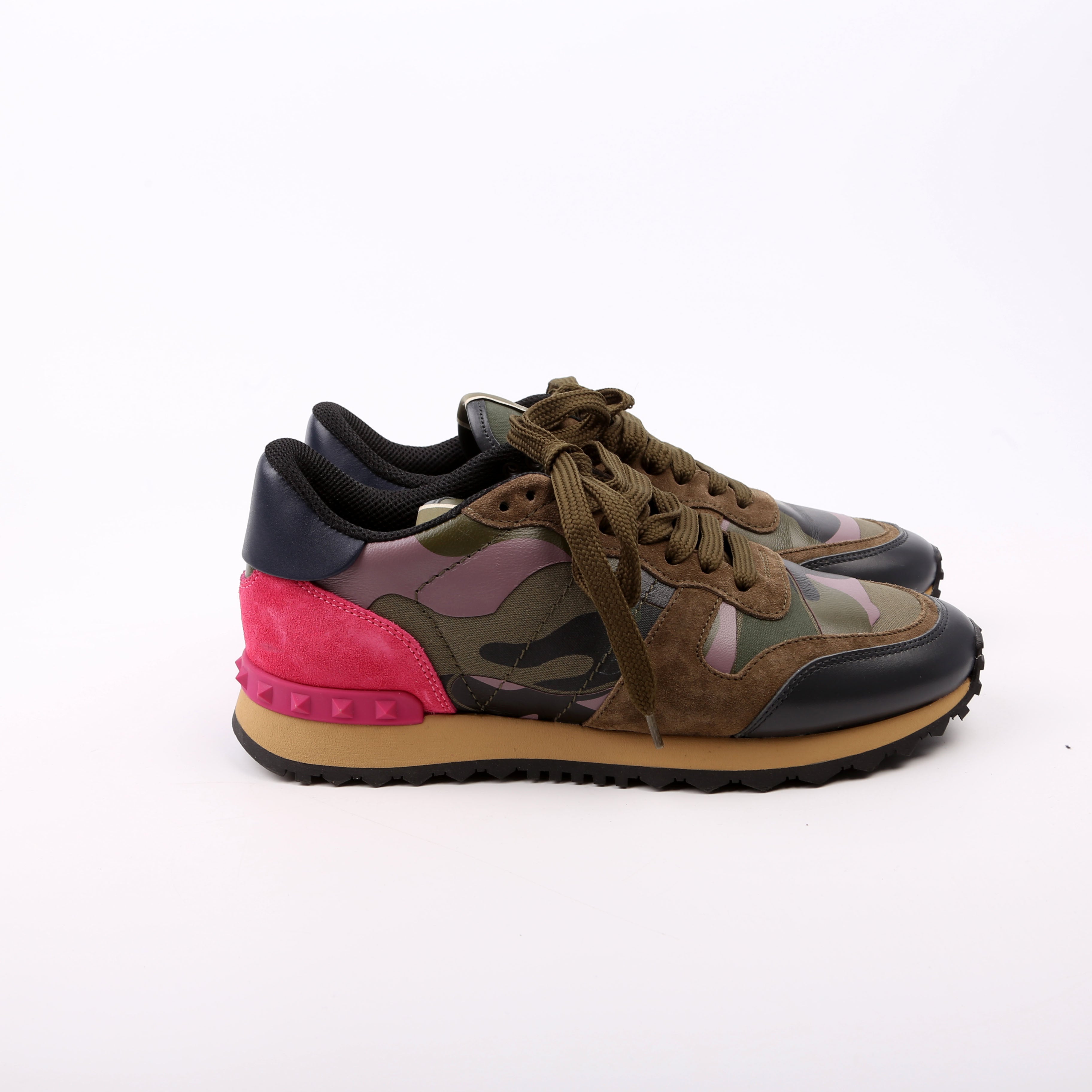 Rockstud Camo Sneakers Size 39 Green/Pink