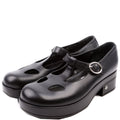 Leather Cut-Out Mary Jane Pumps Size 38 Black