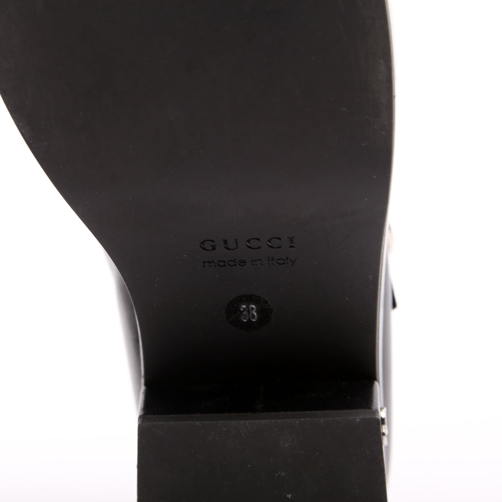 Leather Cut-Out Mary Jane Pumps Size 38 Black