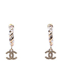 CC Crystal/Pearl Rope Small Hoop Earrings Gold/Pearl