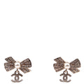Crystal Bow CC Drop Small Earrings Silver