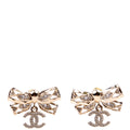 Crystal Bow CC Drop Earrings Gold