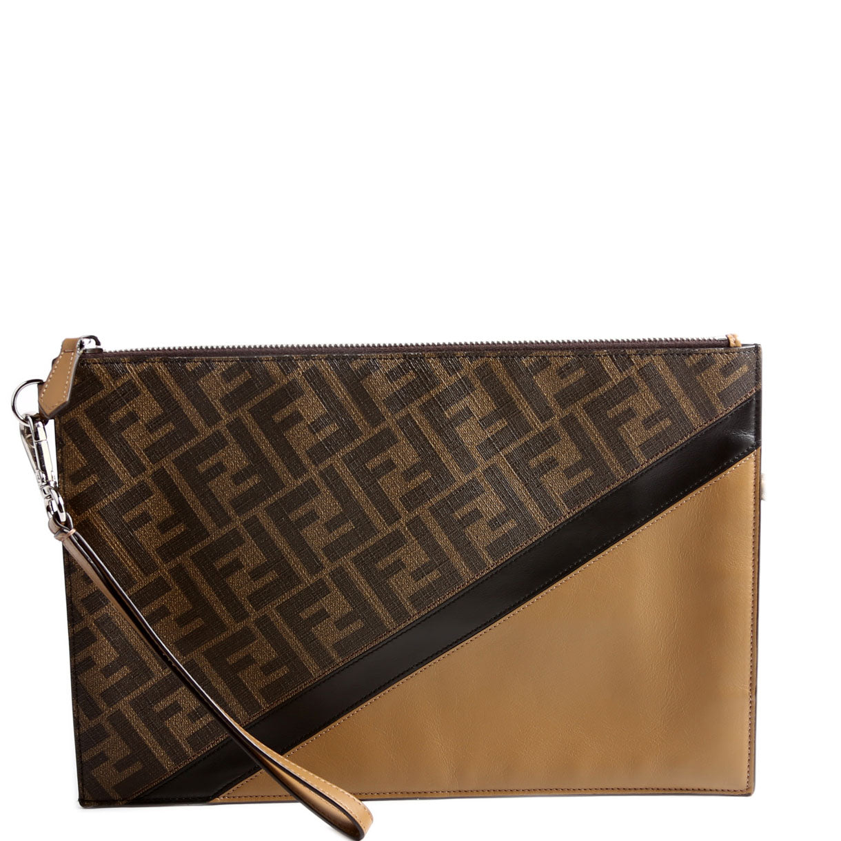 7N0110 Tri-Color Diagonal FF Flat Wristlet