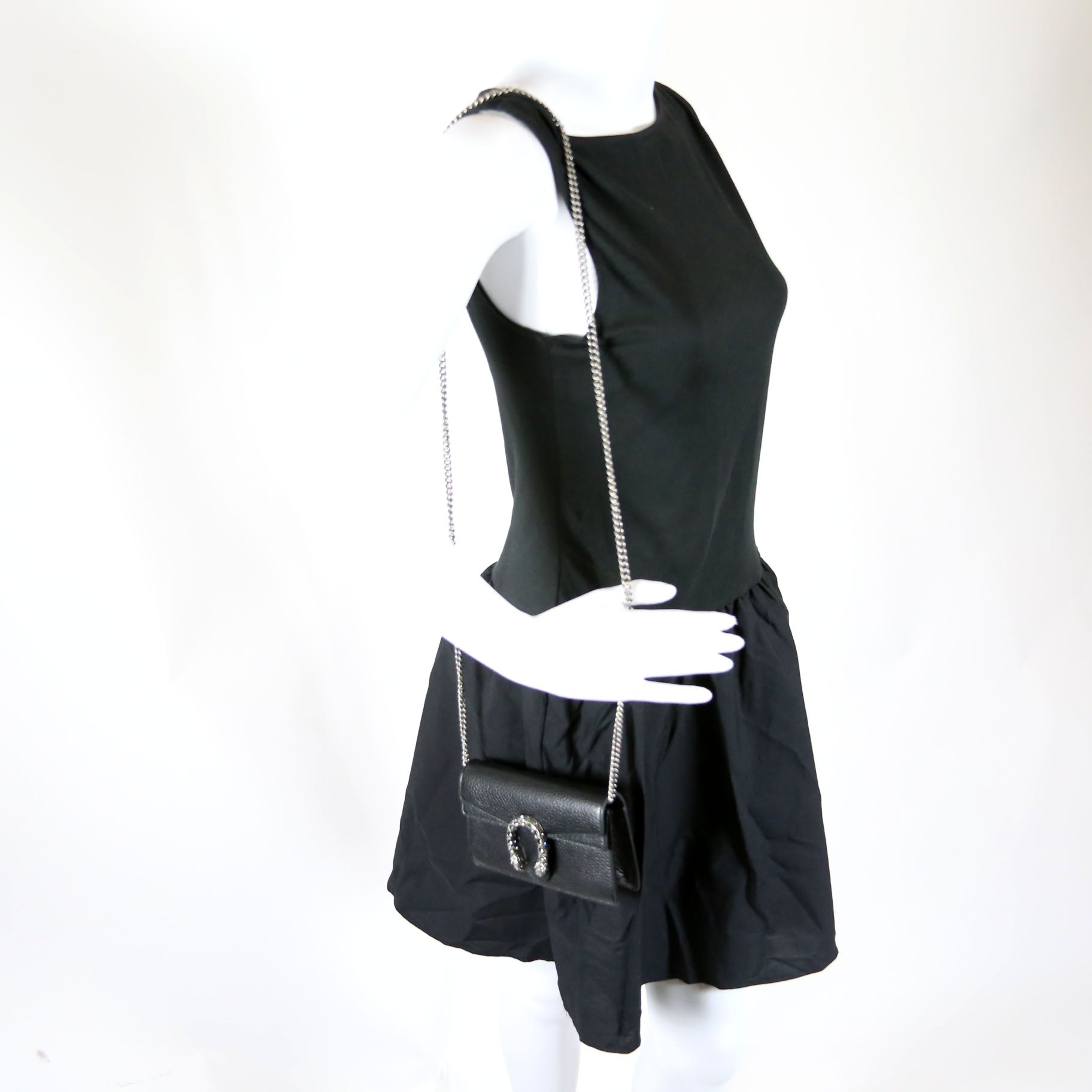 476432 Dionysus Leather Super Mini Black