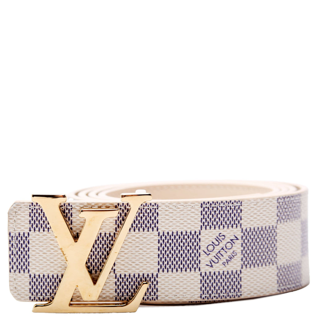 LV Initiales 40MM Reversible Leather/Damier Azur Belt Size 100/40 Beige