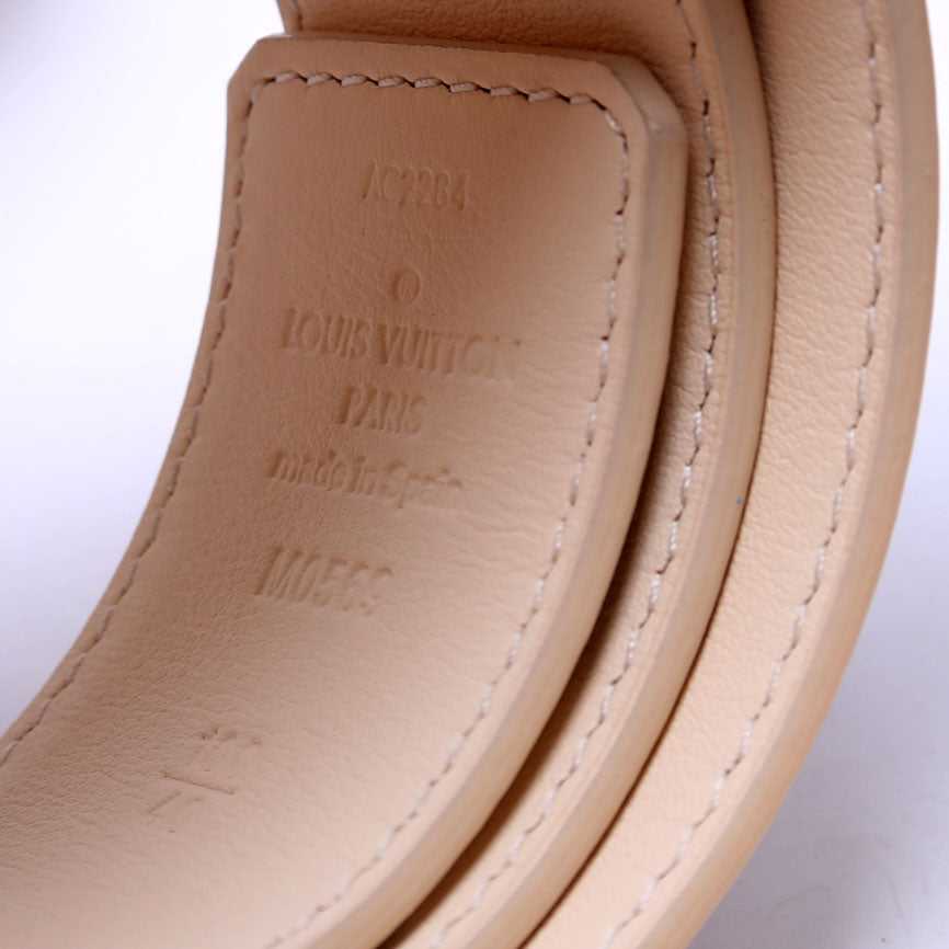 LV Initiales 40MM Reversible Leather/Damier Azur Belt Size 100/40 Beige