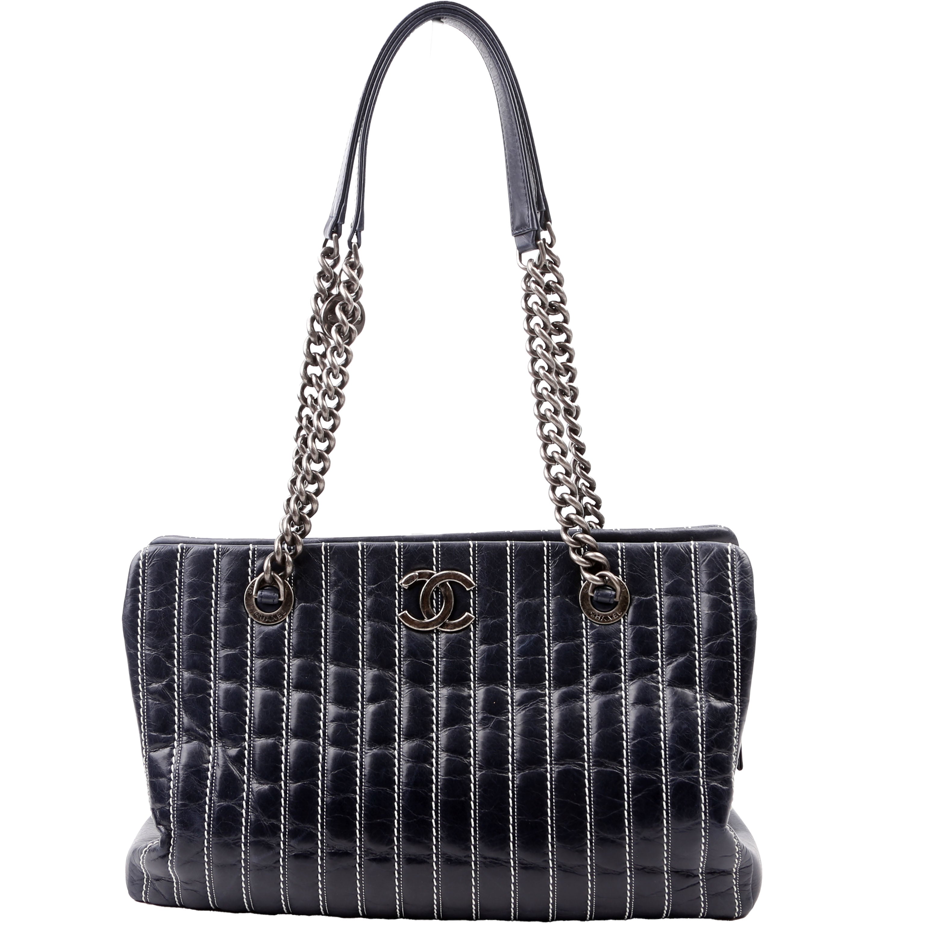 Vertical Quilt Tote 20M Navy