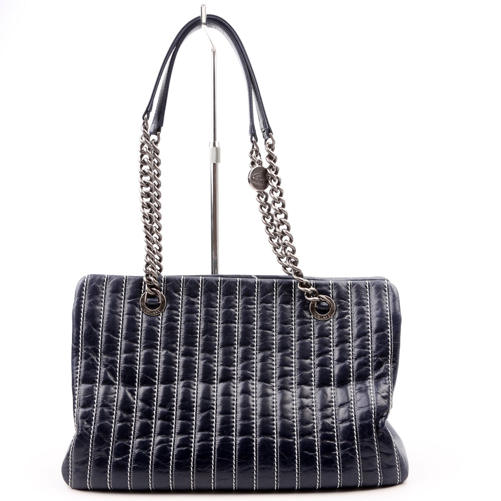 Vertical Quilt Tote 20M Navy