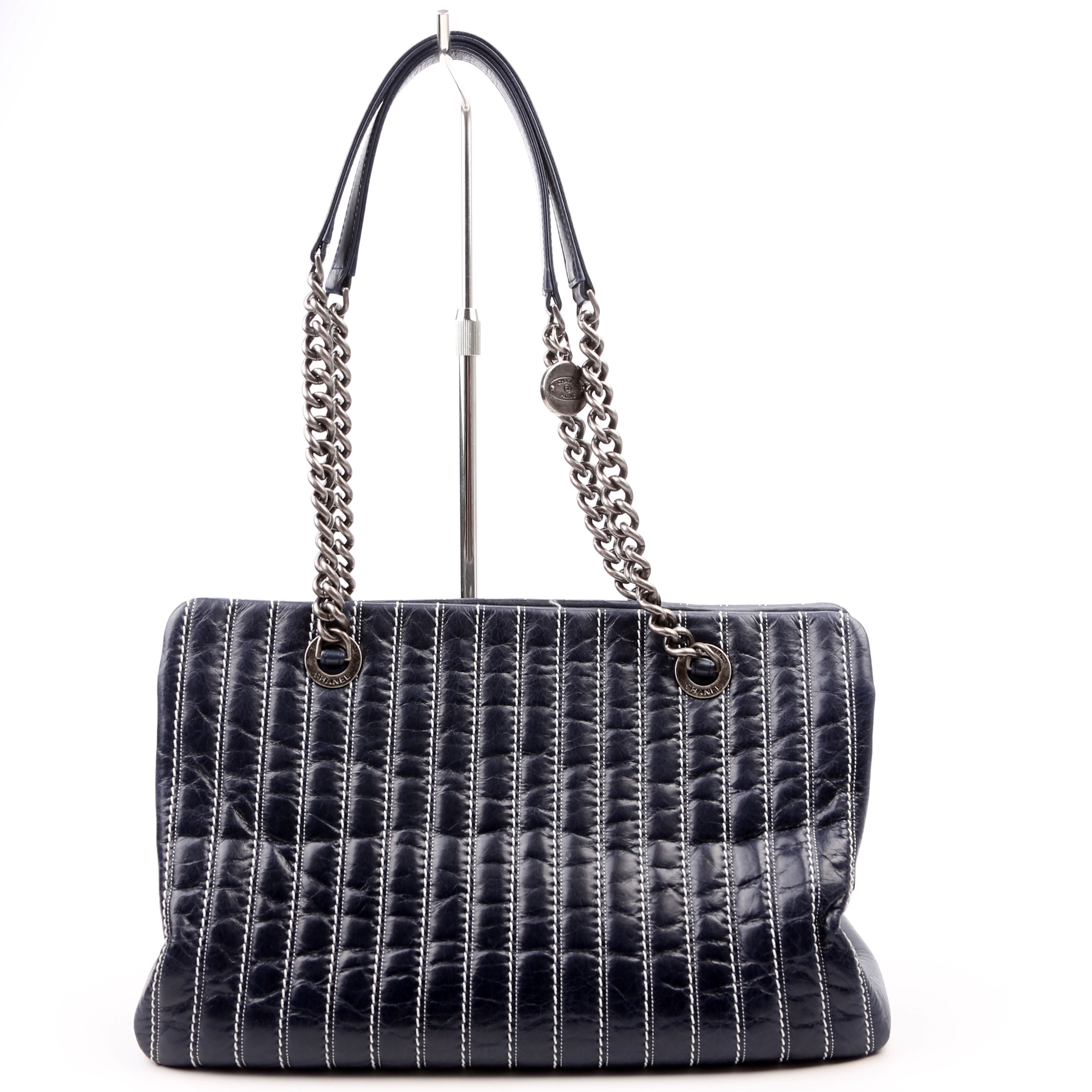 Vertical Quilt Tote 20M Navy