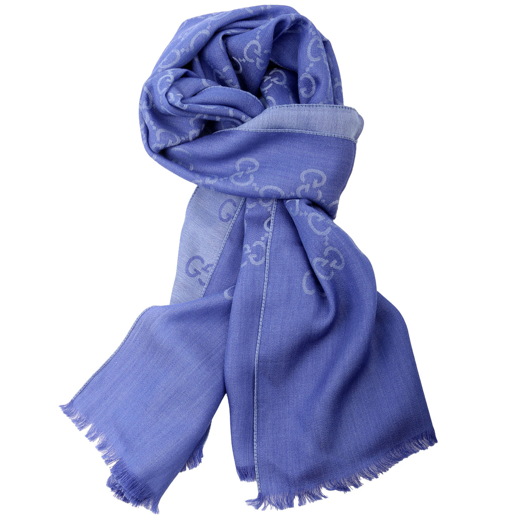 165904 GG Jacquard Knit Scarf Blue