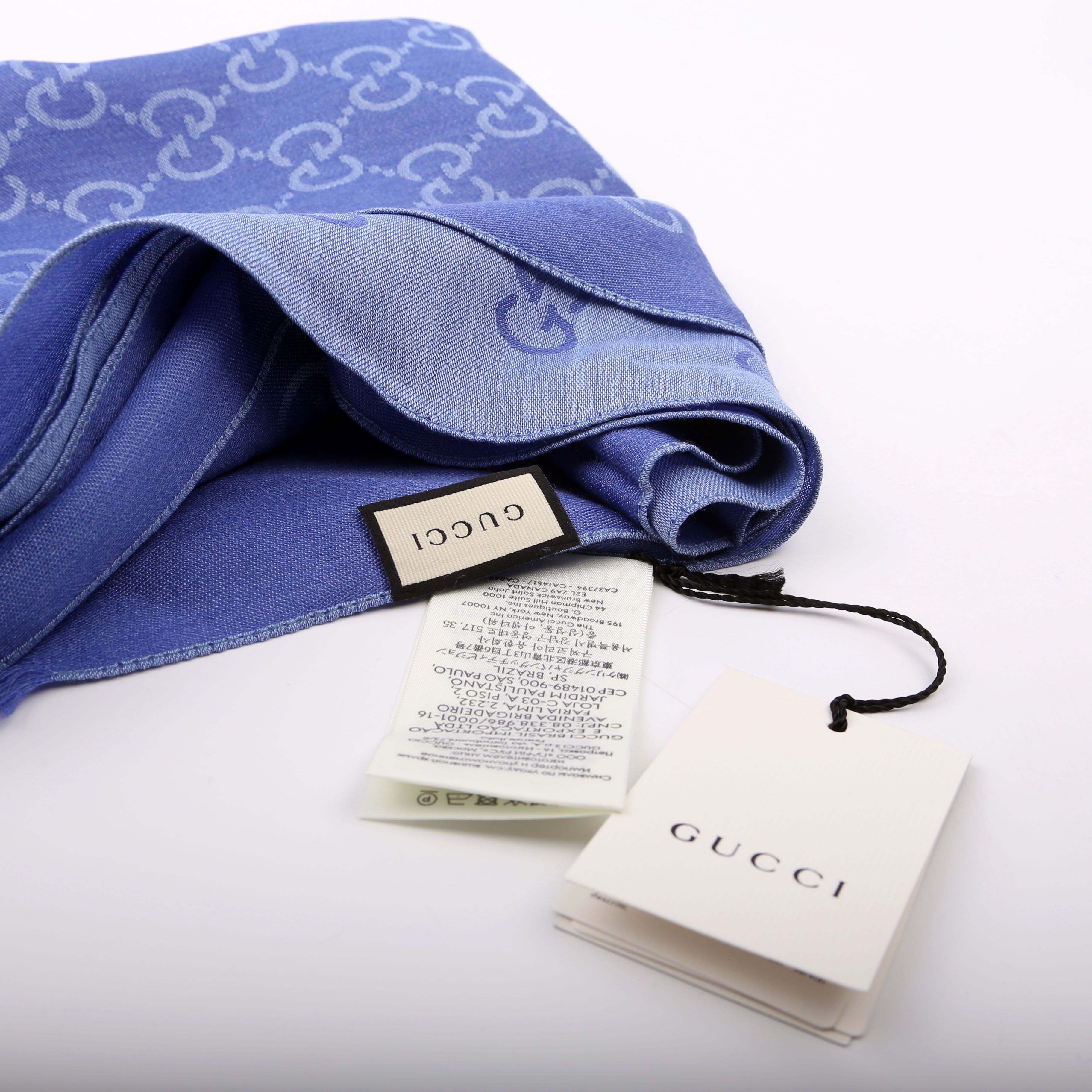 165904 GG Jacquard Knit Scarf Blue