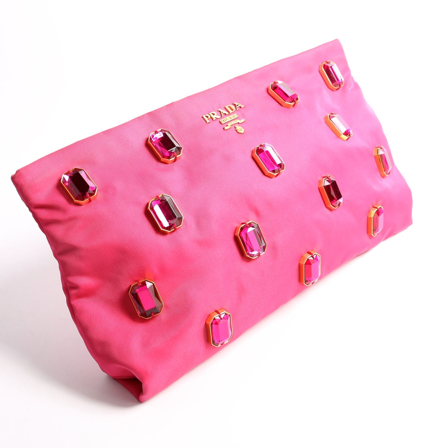 BP0244 Tessuto Pietre Jeweled Clutch Pink