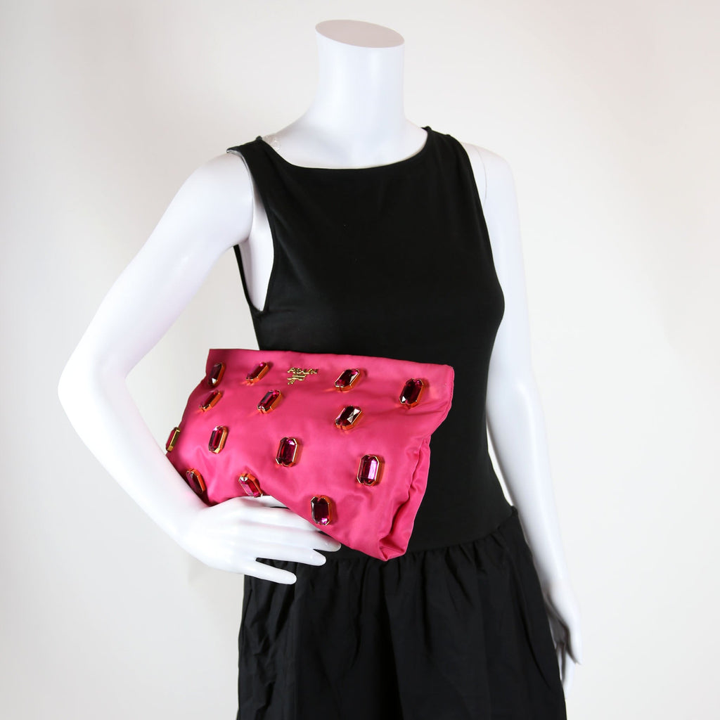 BP0244 Tessuto Pietre Jeweled Clutch Pink