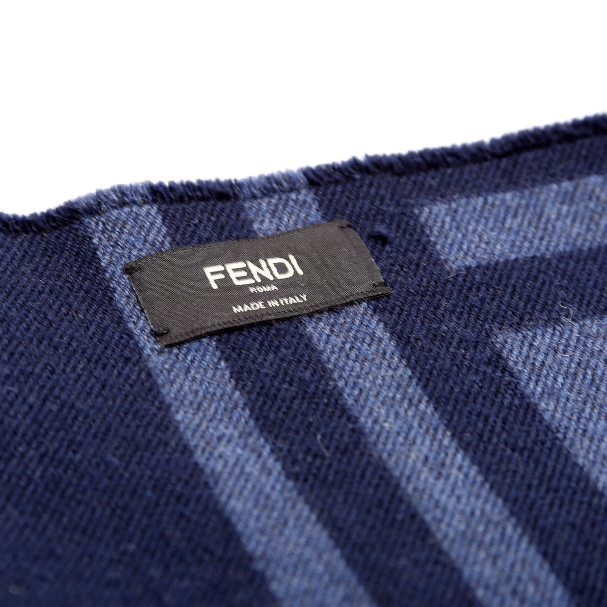 FXS424 Timeless FF Printed Wool/Silk Scarf Navy