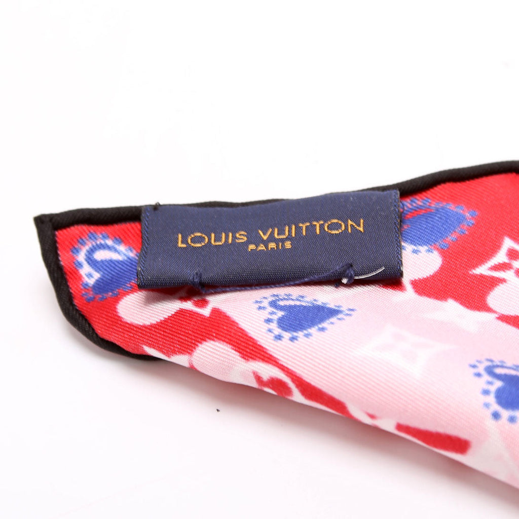 'I LV U' Square 45 Silk Scarf Red/Multicolor