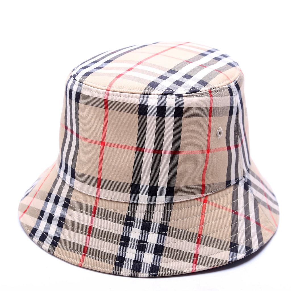 Vintage Check Bucket Hat Size Small Beige