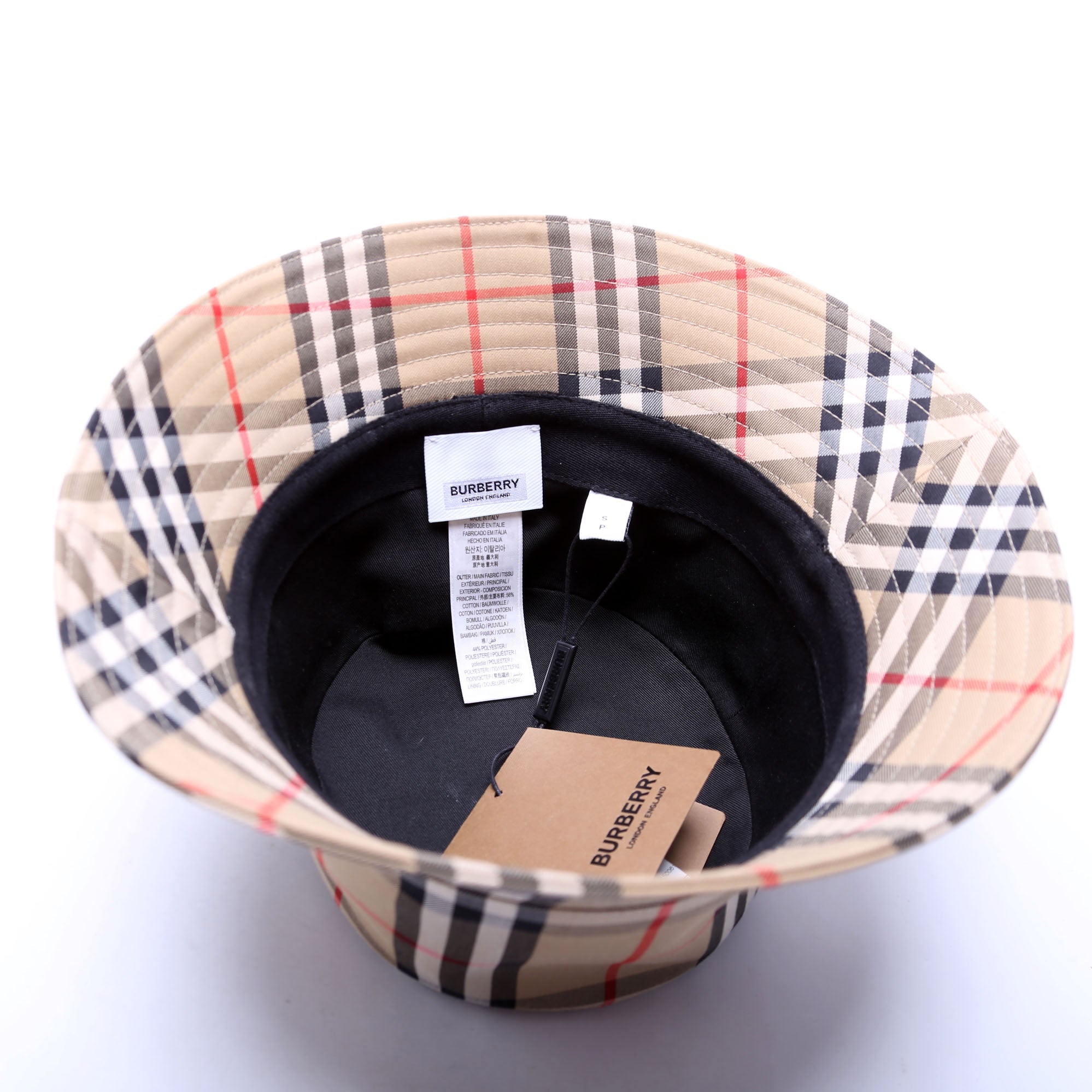 Vintage Check Bucket Hat Size Small Beige