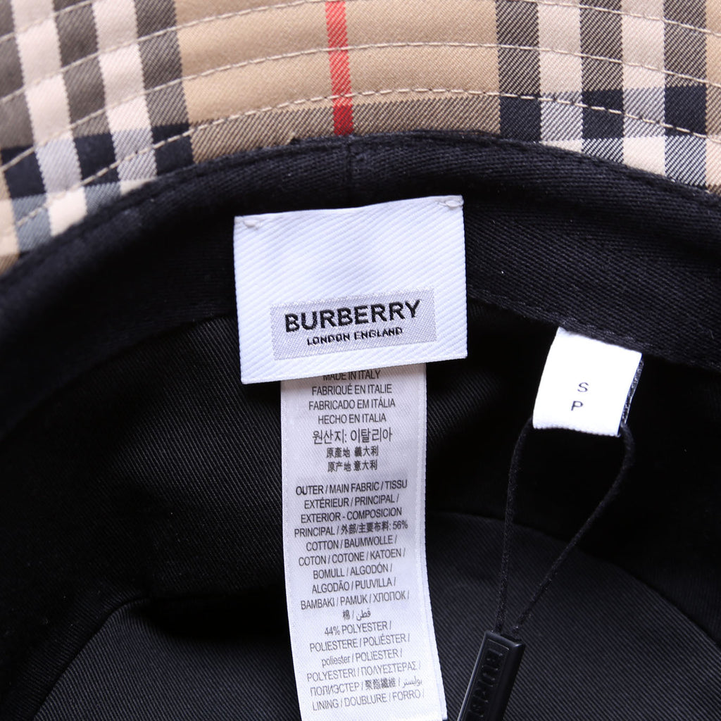 Vintage Check Bucket Hat Size Small Beige
