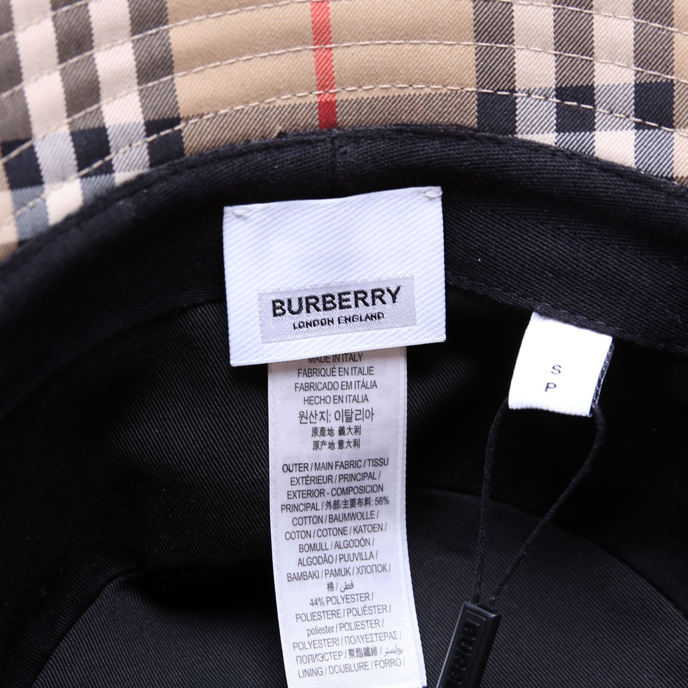 Vintage Check Bucket Hat Size Small Beige