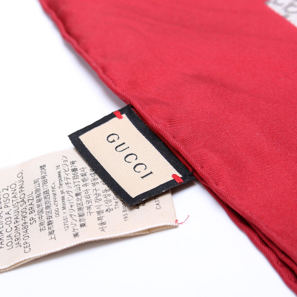 Square Flora Silk Scarf Red/Beige