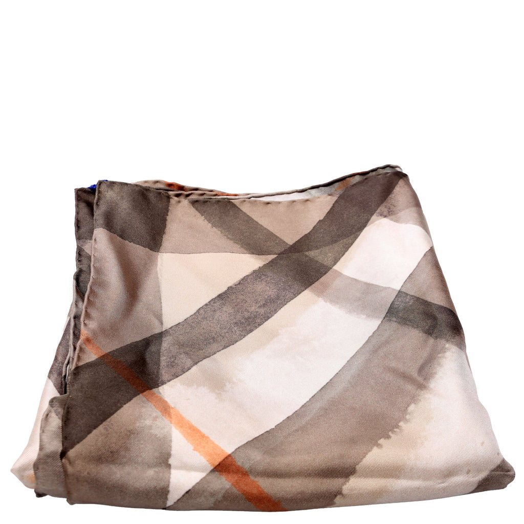 Watercolor Check Silk Scarf 90 Beige/Brown