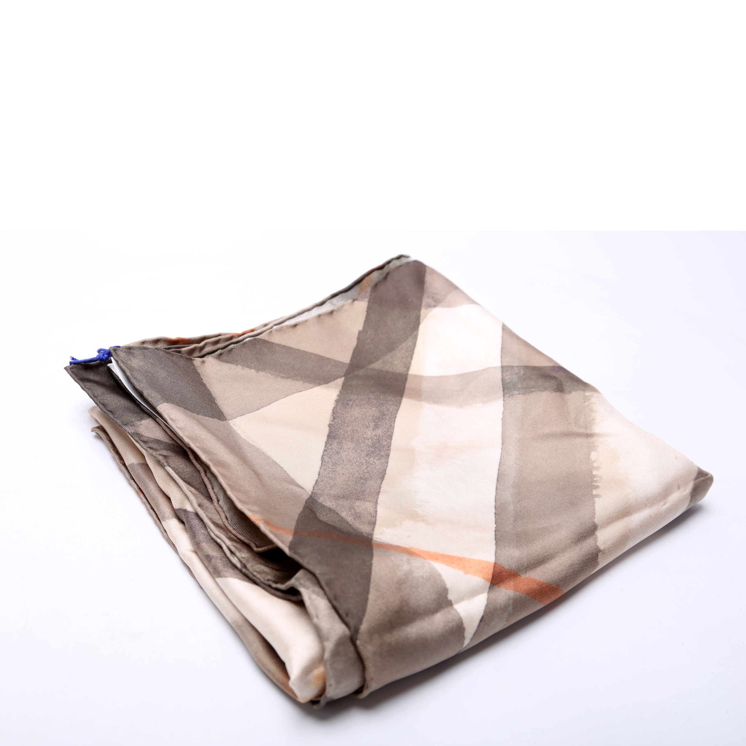 Watercolor Check Silk Scarf 90 Beige/Brown