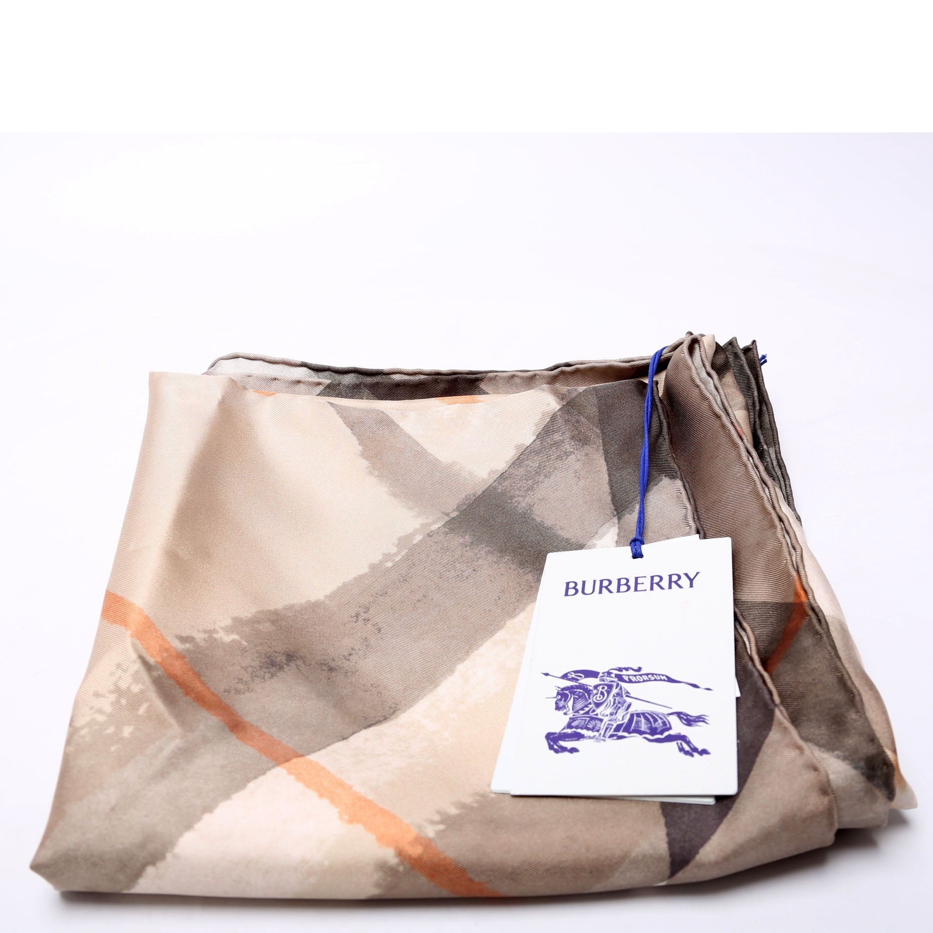 Watercolor Check Silk Scarf 90 Beige/Brown