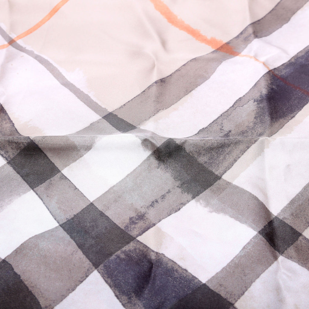 Watercolor Check Silk Scarf 90 Beige/Brown