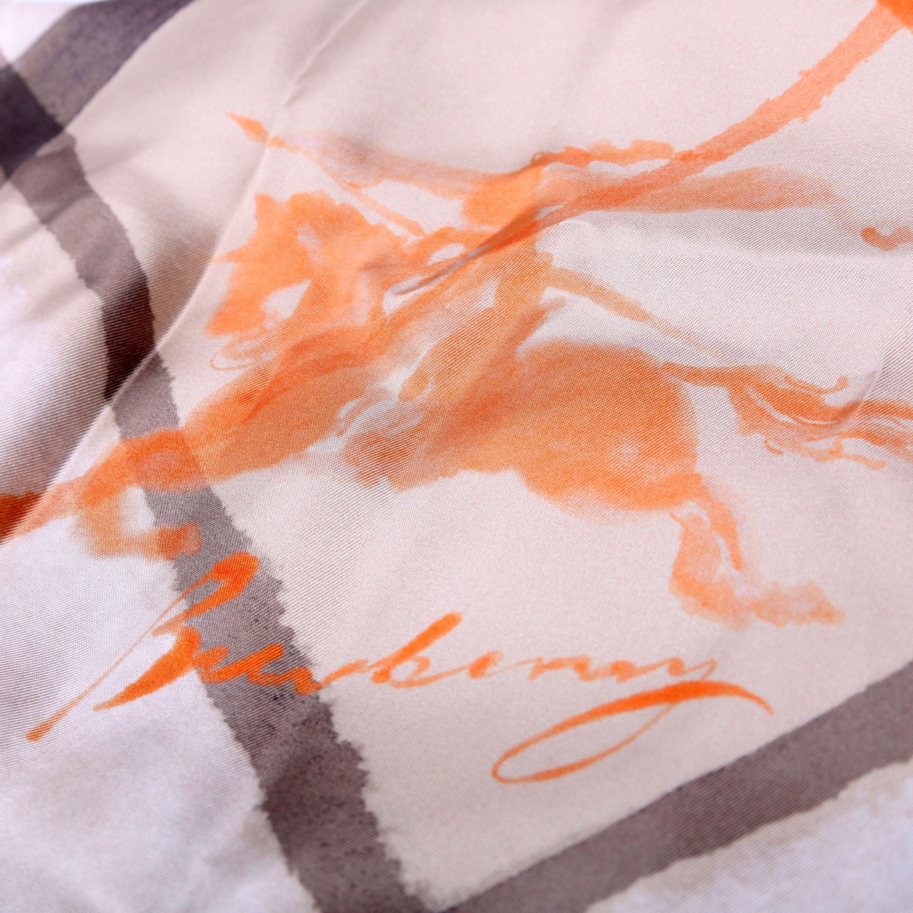 Watercolor Check Silk Scarf 90 Beige/Brown
