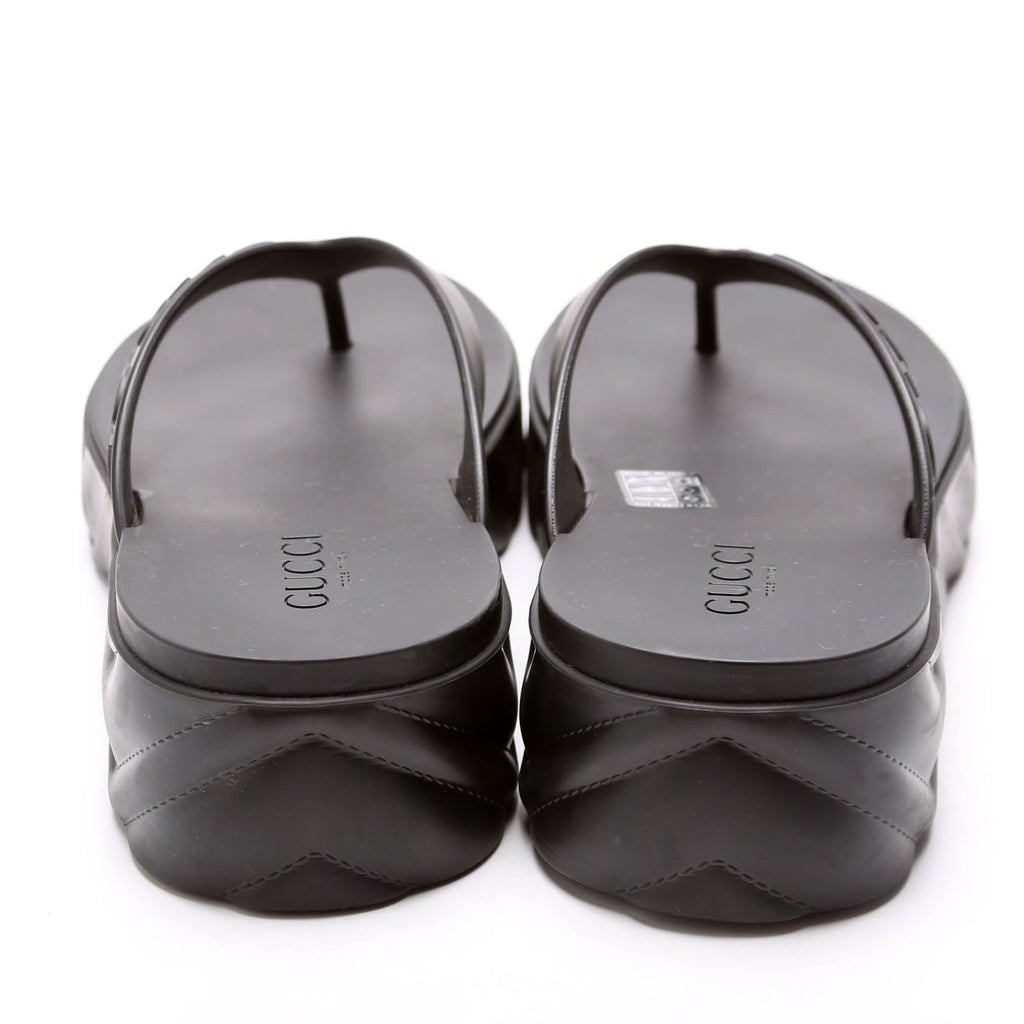 Rubber Logo Platform Thong Sandals Size 36 Black