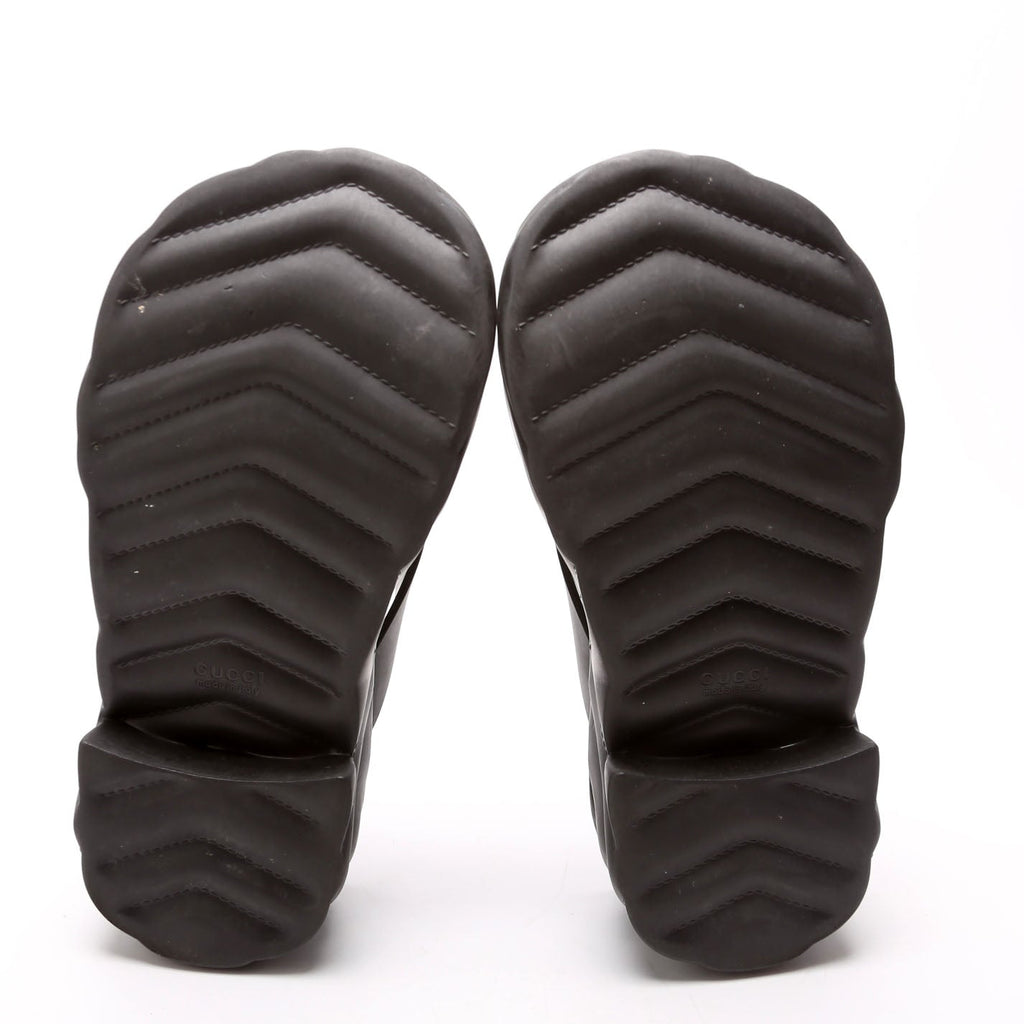 Rubber Logo Platform Thong Sandals Size 36 Black