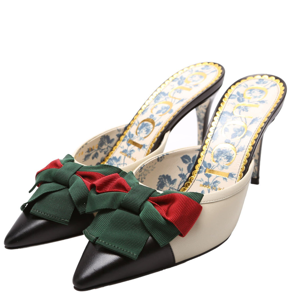 Malaga Kid Web Bow Mules Size 38 Cream/Black
