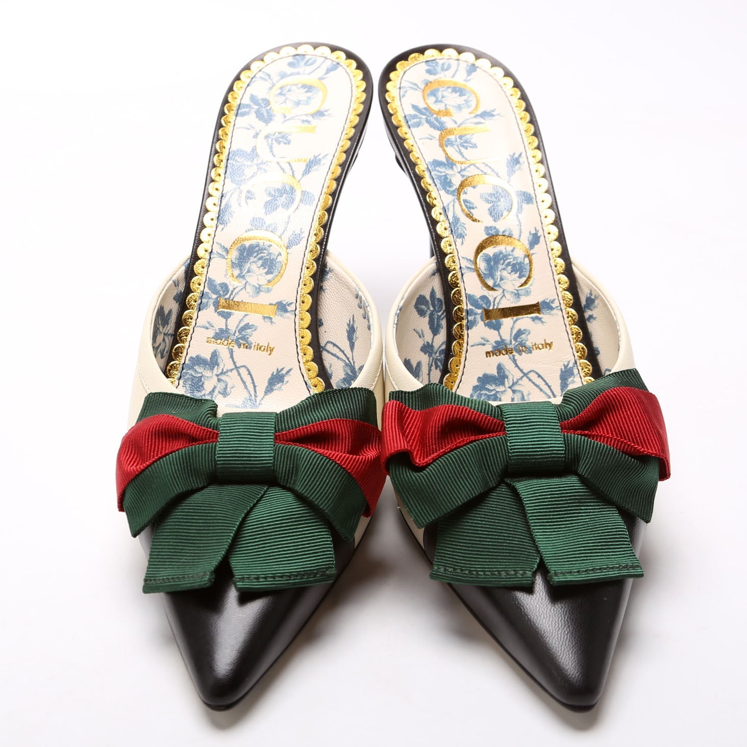 Malaga Kid Web Bow Mules Size 38 Cream/Black