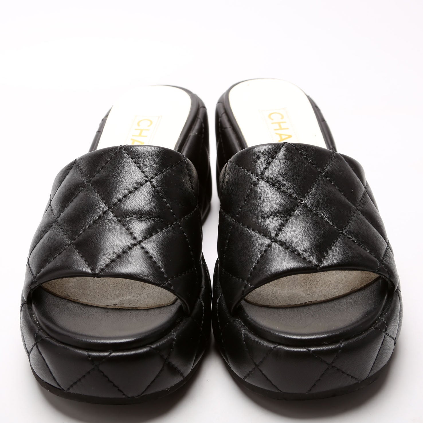 Camelia Quilted Lambskin Platform Mules Size 37 Black