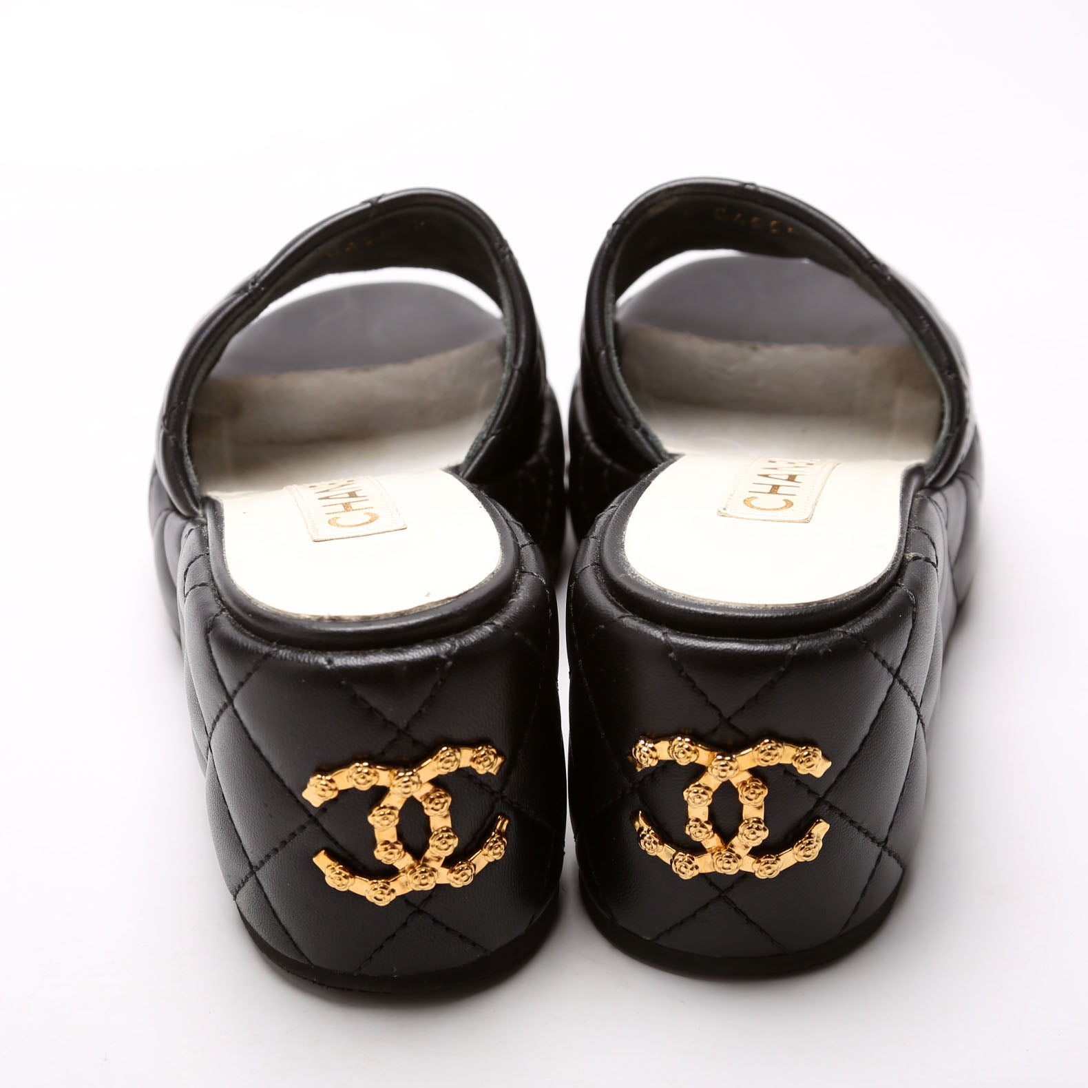 Camelia Quilted Lambskin Platform Mules Size 37 Black