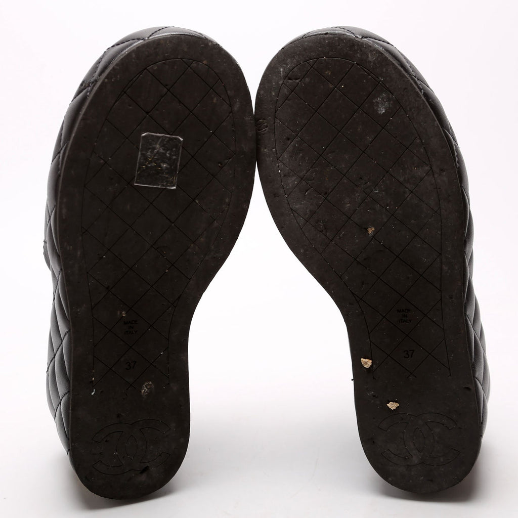Camelia Quilted Lambskin Platform Mules Size 37 Black