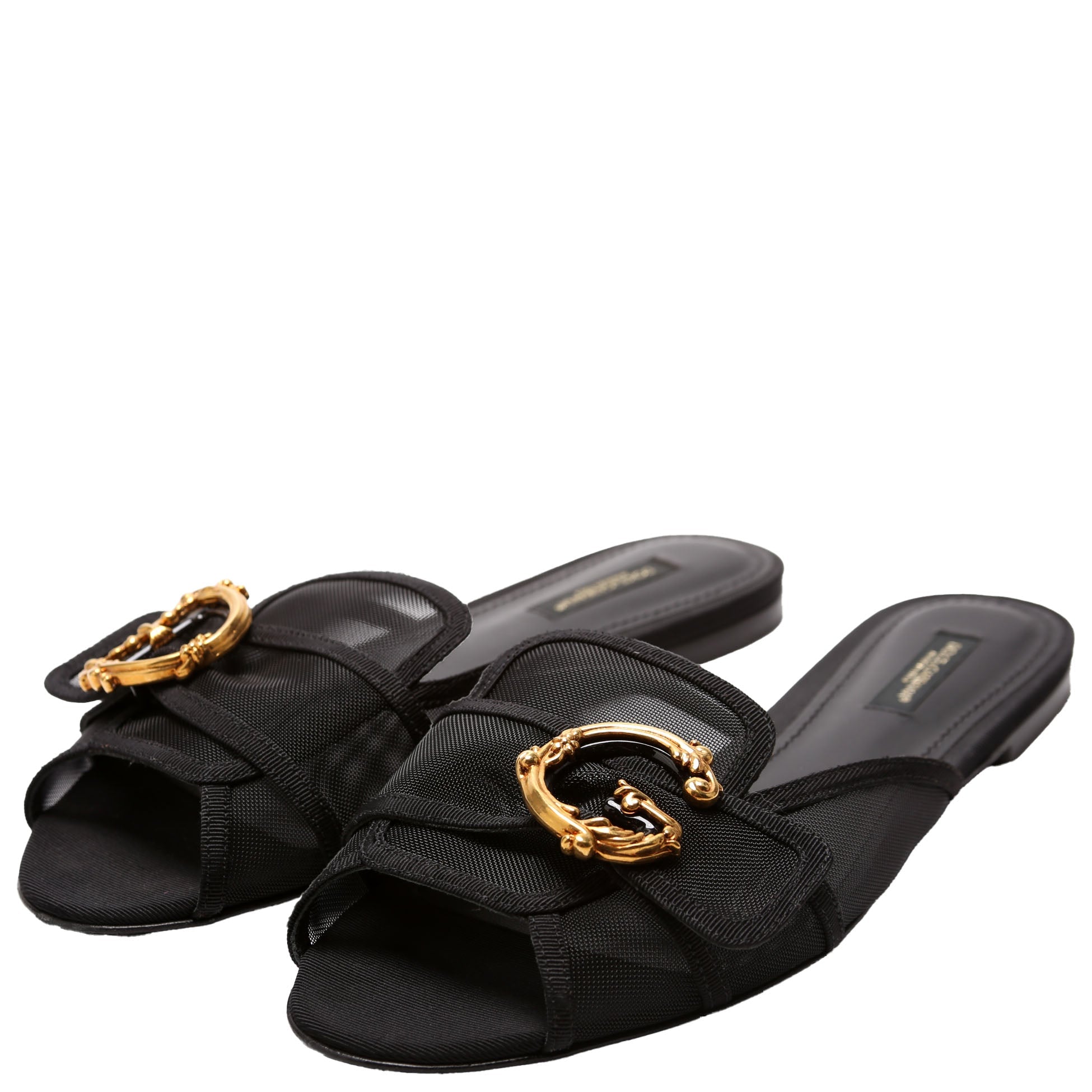 Baroque Mesh Slides Size 37.5 Black