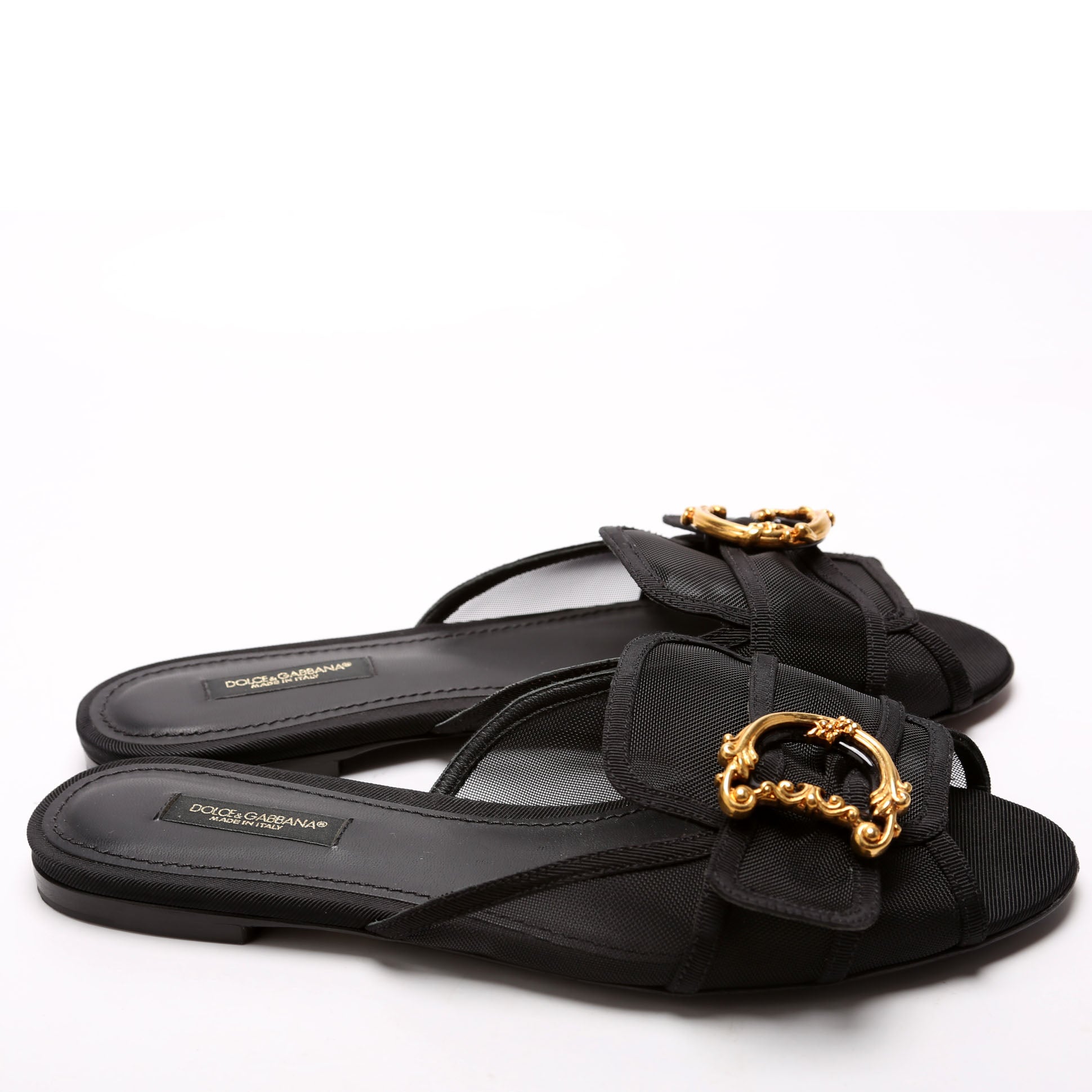 Baroque Mesh Slides Size 37.5 Black