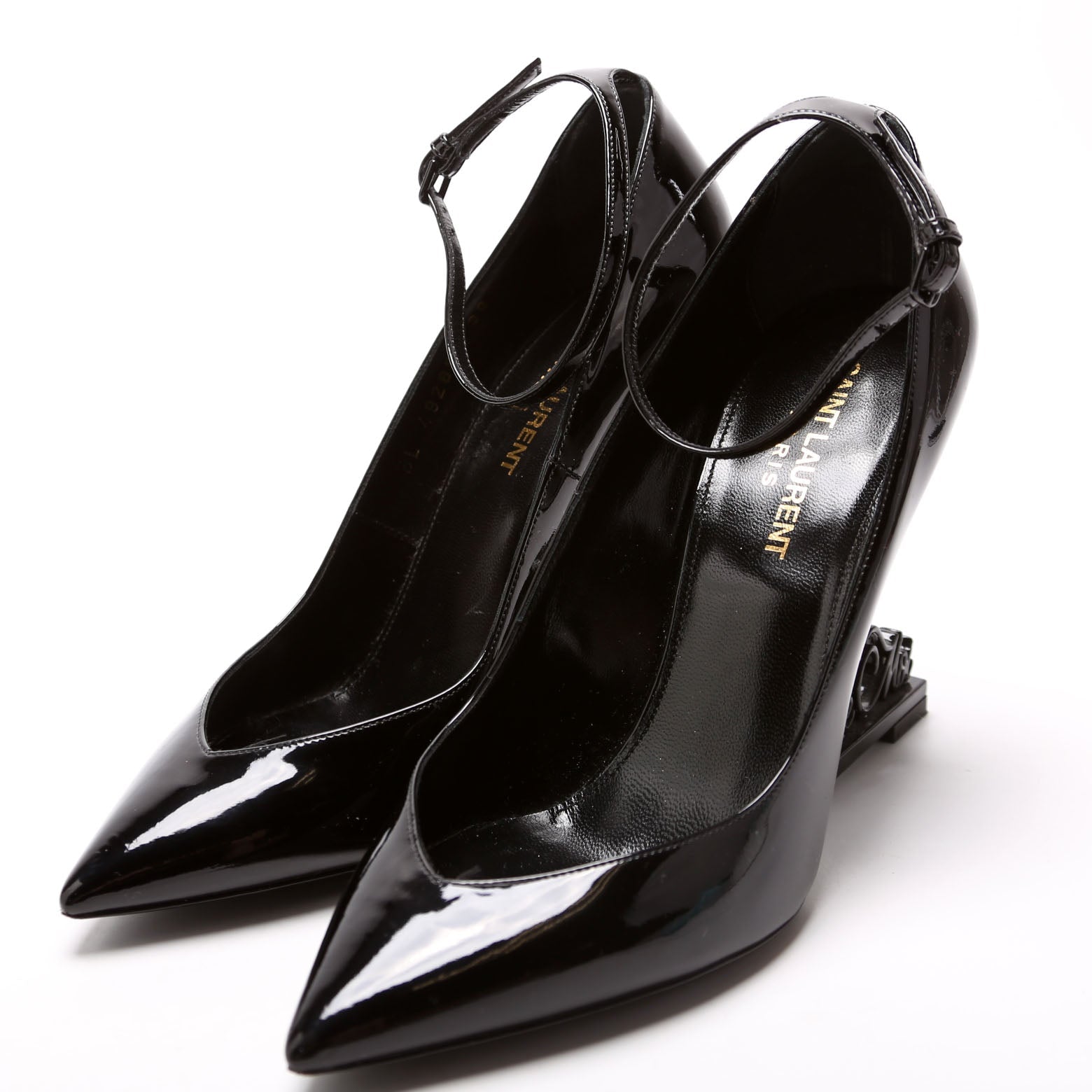 SAINT LAURENT Opyum 'Appelle Moi' Ankle Strap Pumps Size 38 Black
