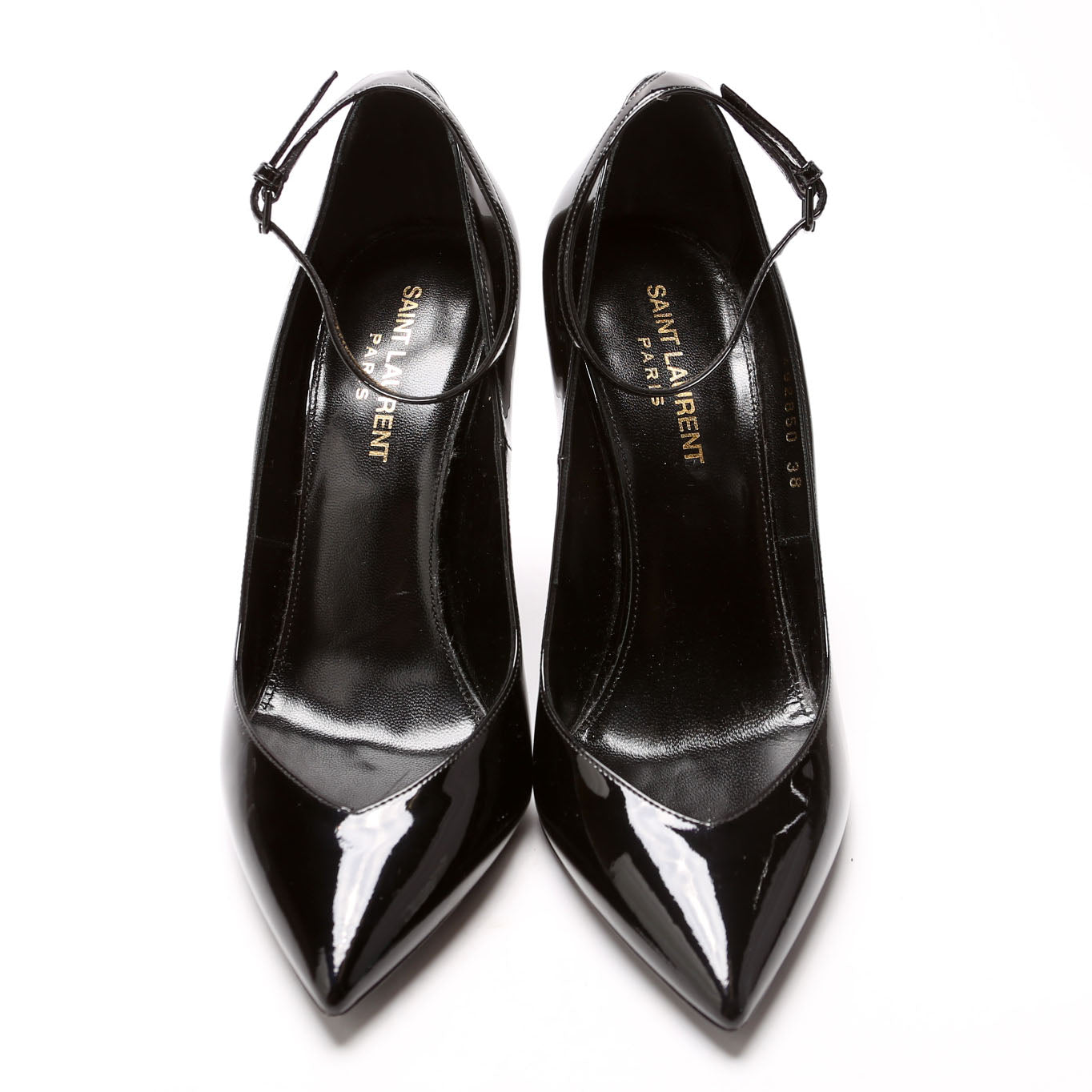 SAINT LAURENT Opyum 'Appelle Moi' Ankle Strap Pumps Size 38 Black
