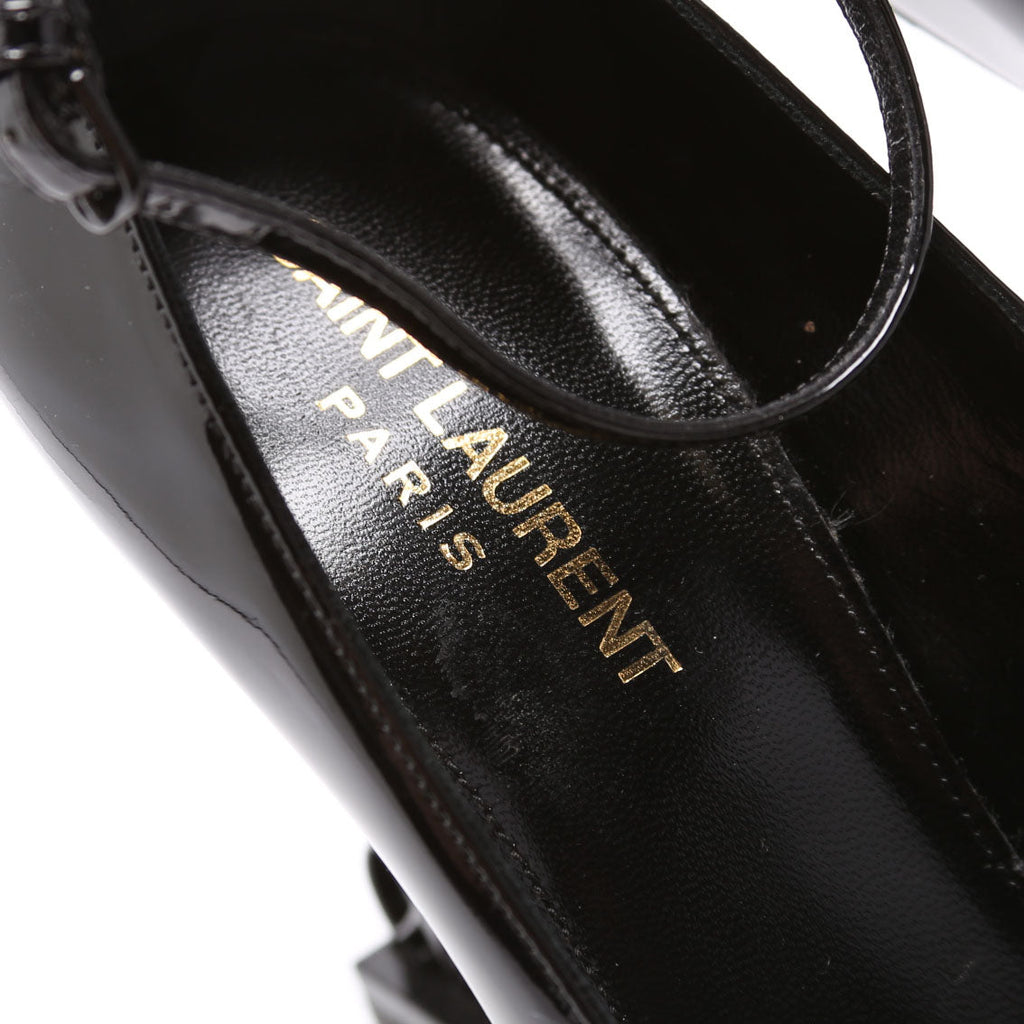 SAINT LAURENT Opyum 'Appelle Moi' Ankle Strap Pumps Size 38 Black