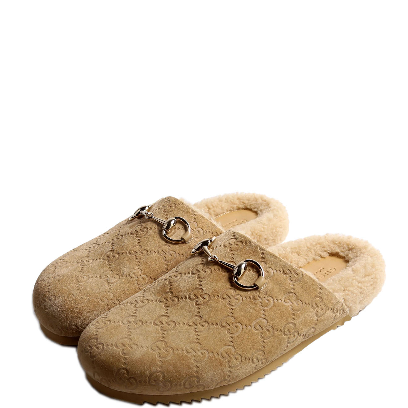 GG Suede/Shearling Horsebit Mules Size 38
