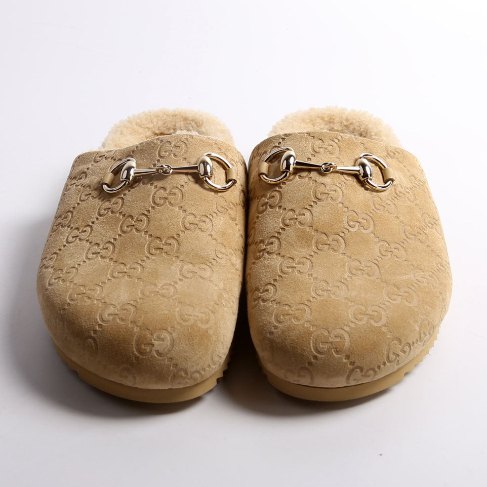 GG Suede/Shearling Horsebit Mules Size 38