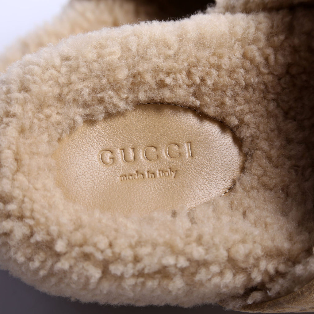 GG Suede/Shearling Horsebit Mules Size 38