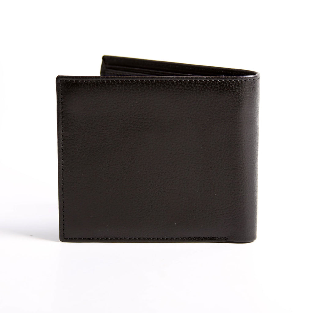 Bifold Leather Wallet With Coin Pouch Black