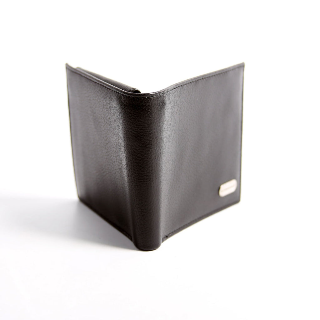 Bifold Leather Wallet With Coin Pouch Black