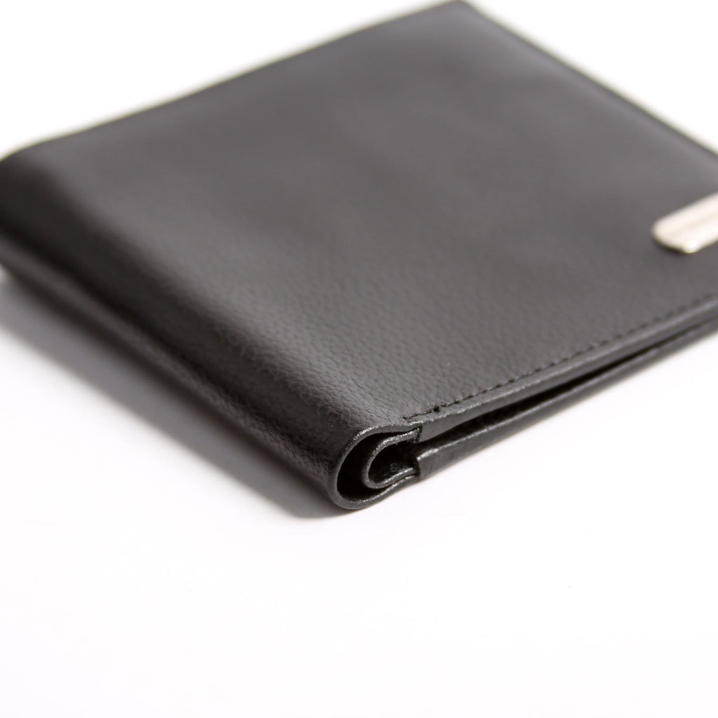 Bifold Leather Wallet With Coin Pouch Black