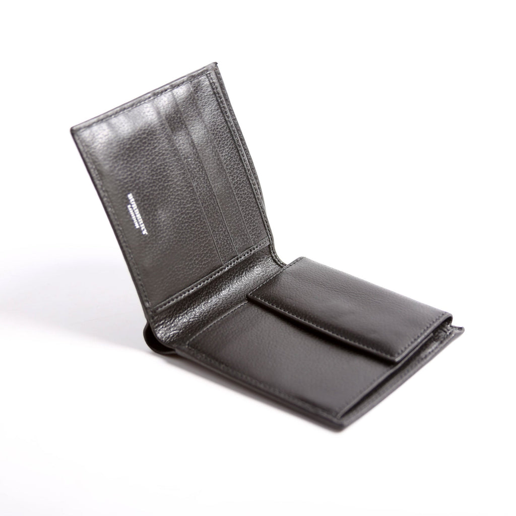 Bifold Leather Wallet With Coin Pouch Black